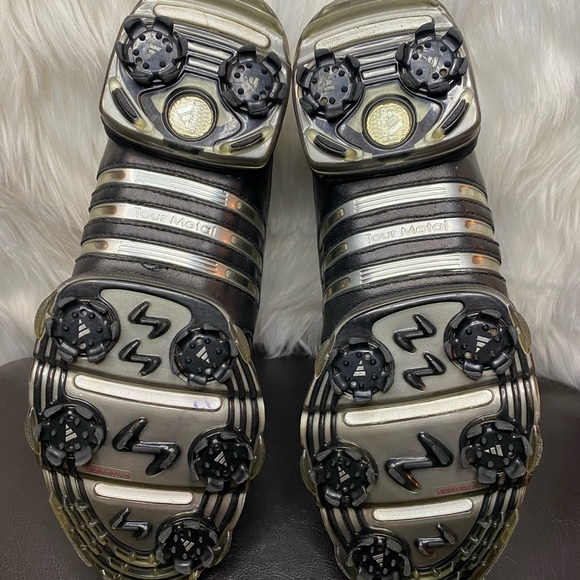 Adidas Tour Metal White Black Leather Fit Foam Spike Z Women Golf Shoe Size 7 - Picture 8 of 11